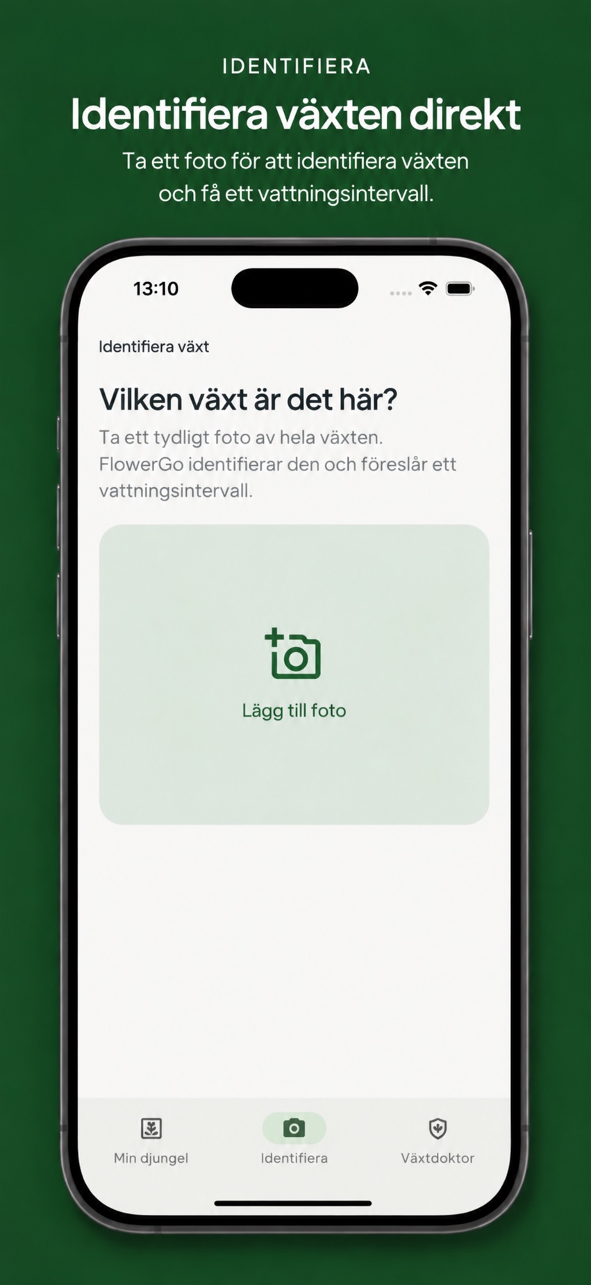 FlowerGo visar hur en växt fotograferas för identifiering.